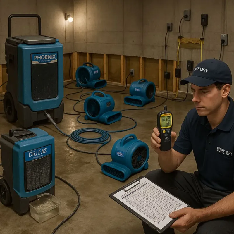 Structural Drying and Dehumidification process in Fussels Corner, FL